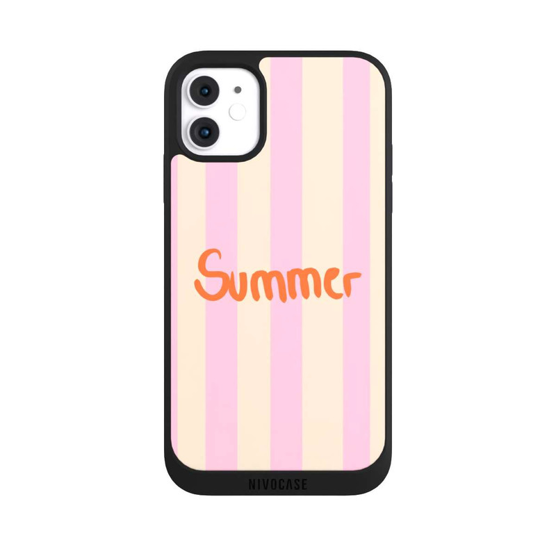 iPhone 11 NIVOpure Summer- Rosa und Orange Streifen Hintergrund