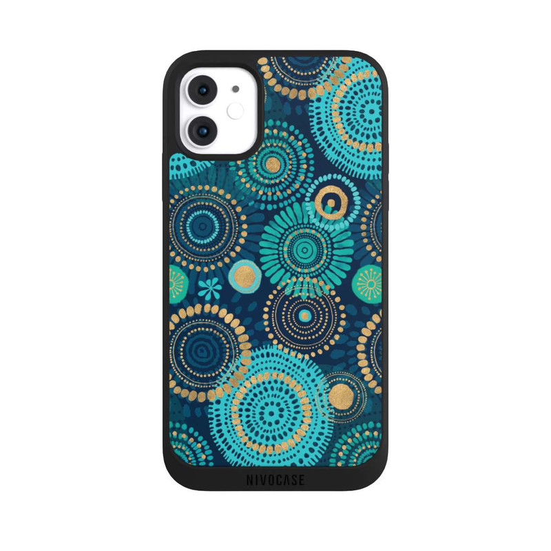 iPhone 11 NIVOpure Blockprint India Teal Gold