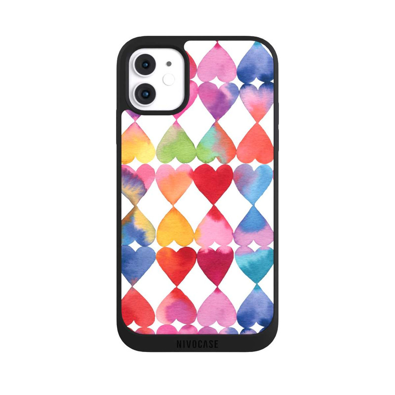 iPhone 11 NIVOpure Colorful Watercolor Hearts Pattern