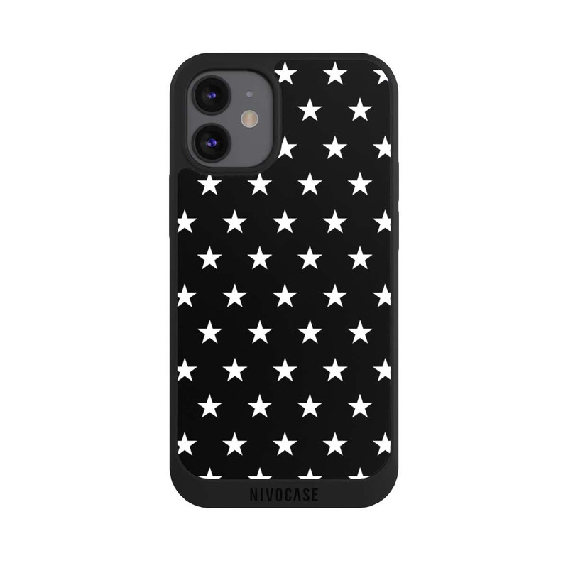 iPhone 12 mini NIVOpure Confettis Etoiles Blanches sur Fond Noir