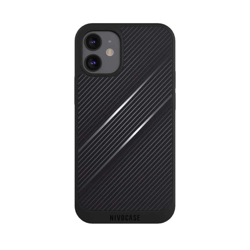 iPhone 12 mini NIVOpure Lignes Aspect Fibre de Carbone