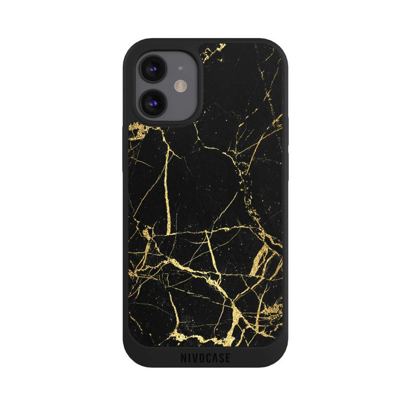 iPhone 12 mini NIVOpure Schwarzgoldener Marmor-Look
