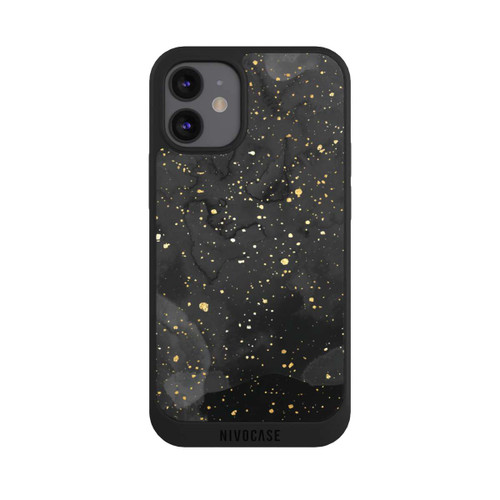 Apple iPhone 12 mini NIVOpure Glitzernder Marmor-Schwarz-Gold-Look