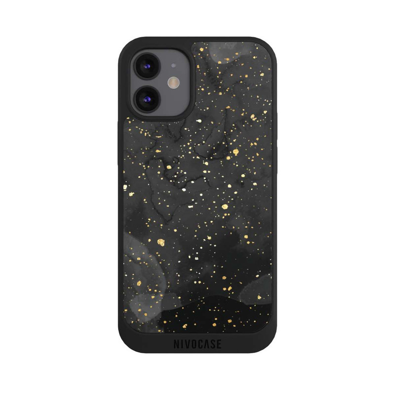 iPhone 12 mini NIVOpure Glitzernder Marmor-Schwarz-Gold-Look