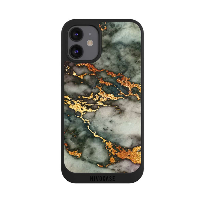 iPhone 12 mini NIVOpure Aspect marbre gris et doré