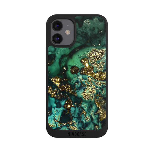 Apple iPhone 12 mini NIVOpure Cyan Glitzer Marmorlook