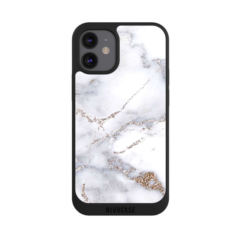 iPhone 12 mini NIVOpure Silberglitzer Marmorlook