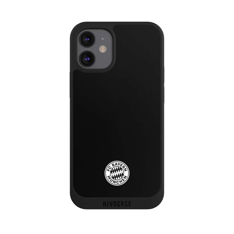 iPhone 12 mini NIVOpure Klassisches FCB Logo Klein - Weiß auf Schwarz