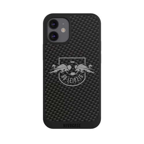 Apple iPhone 12 mini NIVOpure Graues RB Leipzig Logo auf Carbonoptik