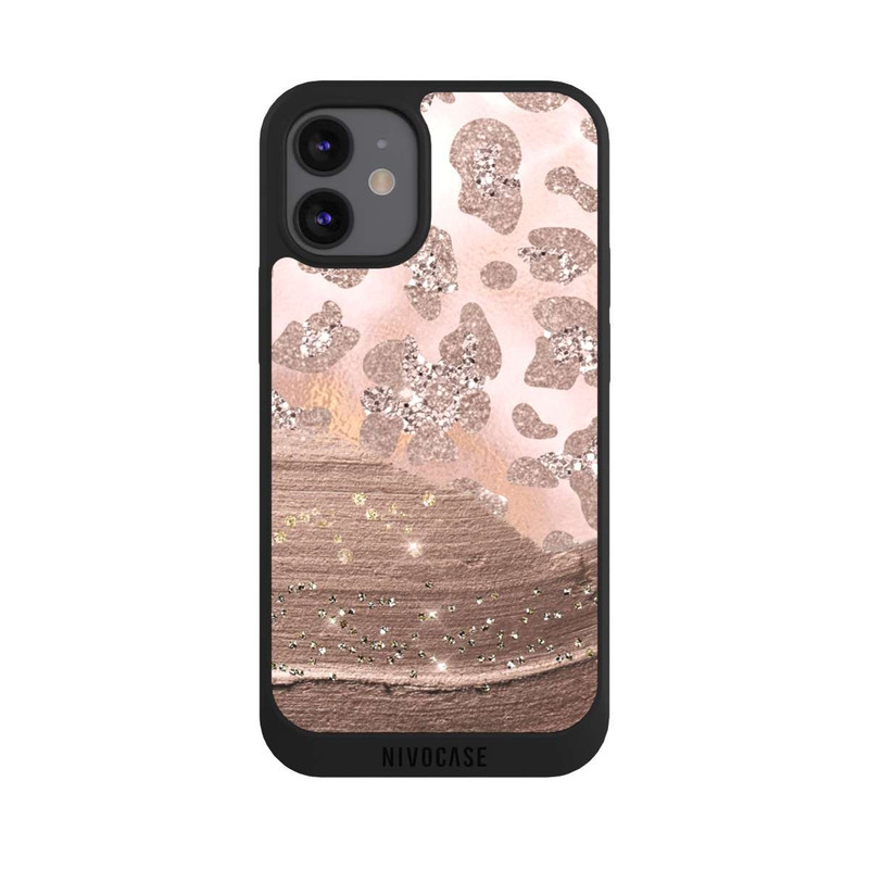 iPhone 12 mini NIVOpure Silberner Leoparden Glitzerlook