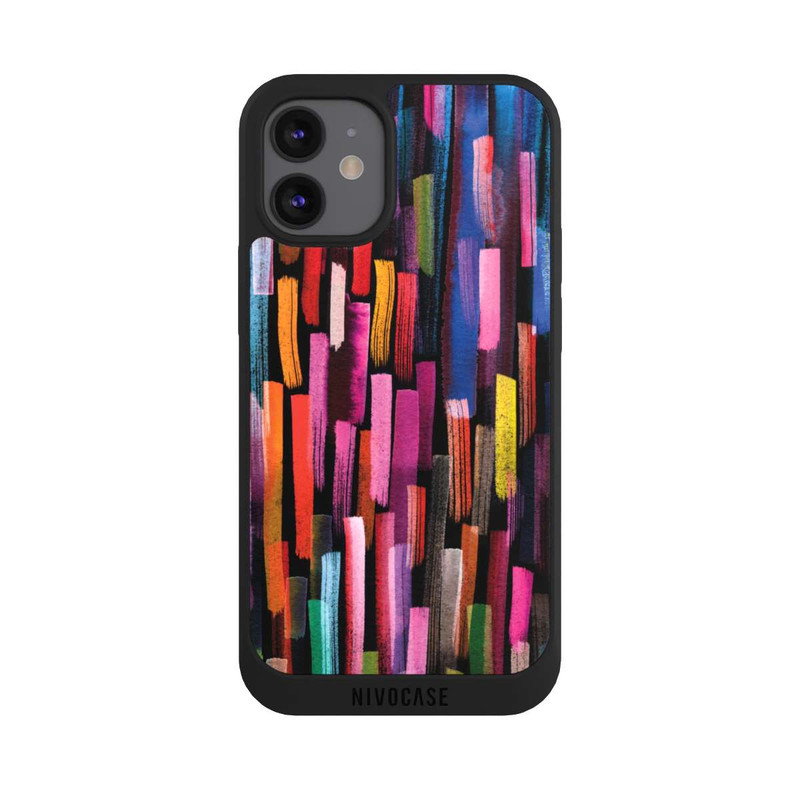 iPhone 12 mini NIVOpure Coups De Pinceaux Colorés Noir