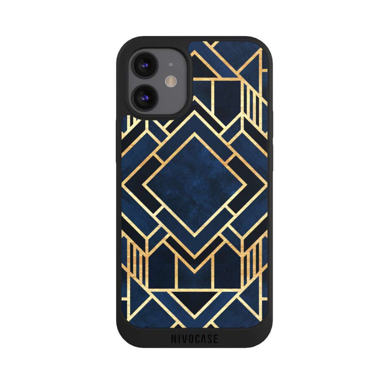 iPhone 12 mini NIVOpure Kunst Deko Blau Golddruck