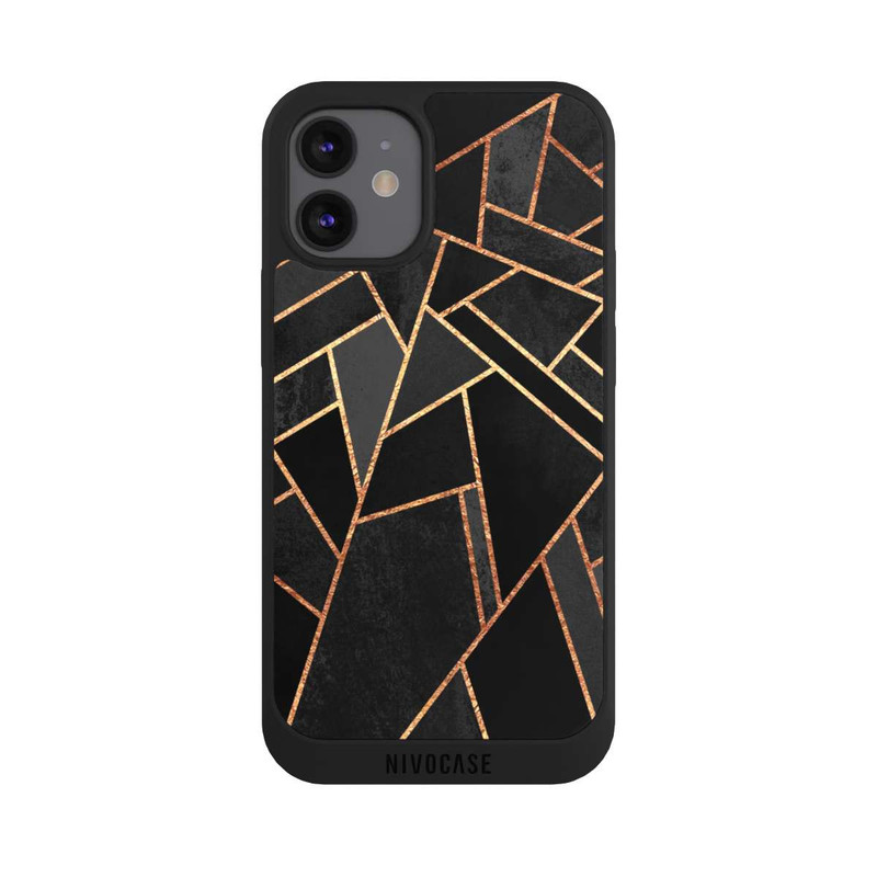 iPhone 12 mini NIVOpure Schwarze Nacht Gold Druck