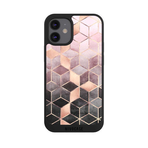 Apple iPhone 12 mini NIVOpure Pink Grey Gradient Cubes Print