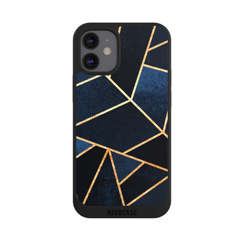 iPhone 12 mini NIVOpure Navy Stein Golddruck