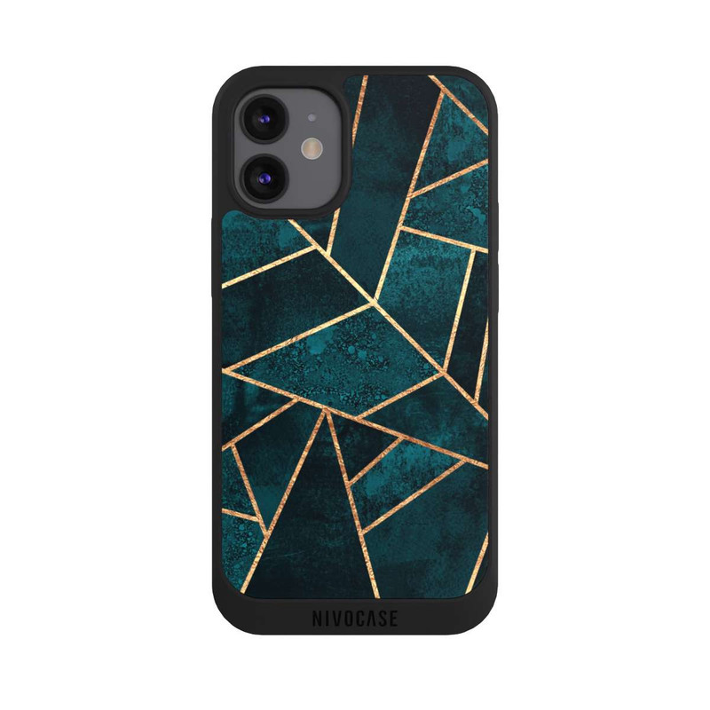 iPhone 12 mini NIVOpure Imprimé or pierre sarcelle profond