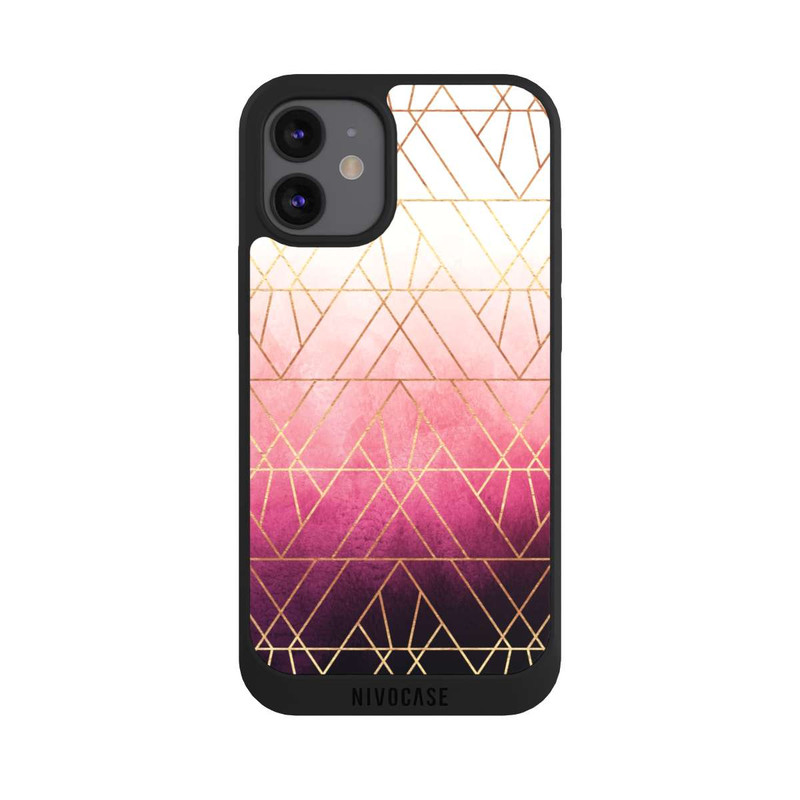 iPhone 12 mini NIVOpure Pink Ombre Dreiecke Golddruck