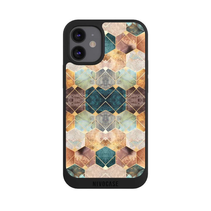 iPhone 12 mini NIVOpure Naturfarbene Sechsecke und Diamanten