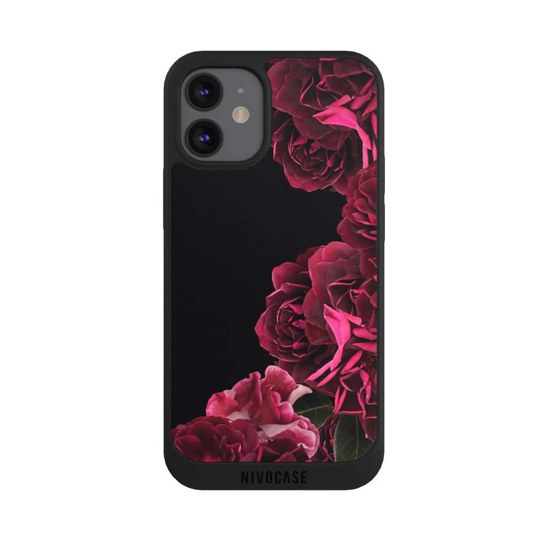 iPhone 12 mini NIVOpure Roses Vintage sur Fond Noir