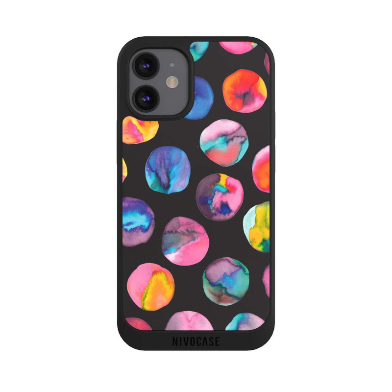 iPhone 12 mini NIVOpure Marbres d'encre colorés points noirs