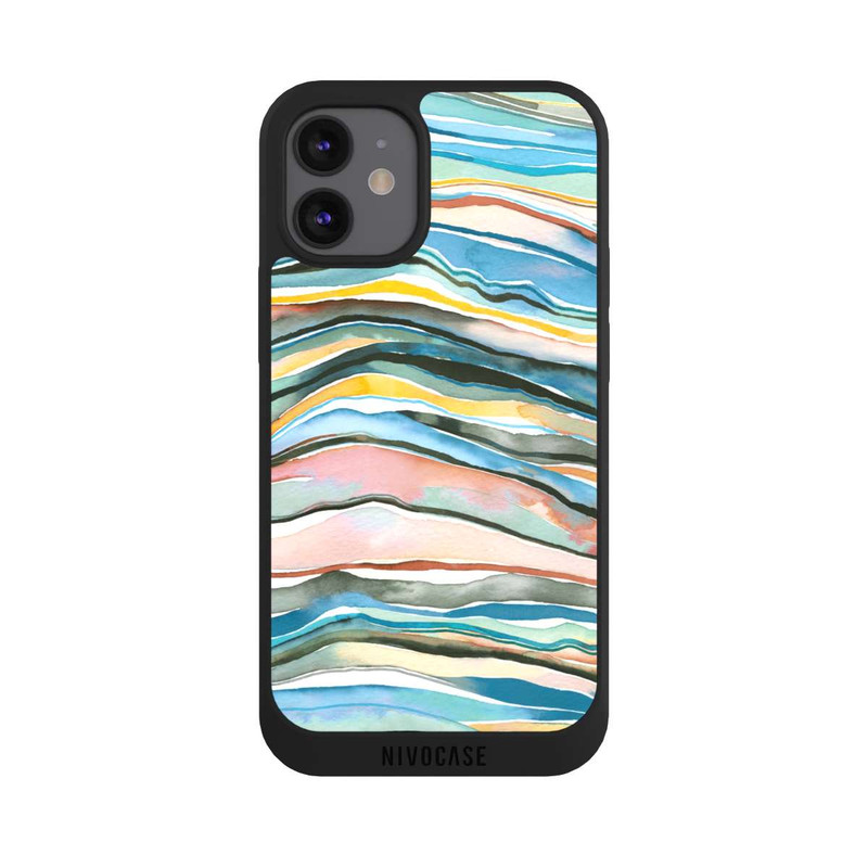 iPhone 12 mini NIVOpure Couches d'agate aquarelle bleues