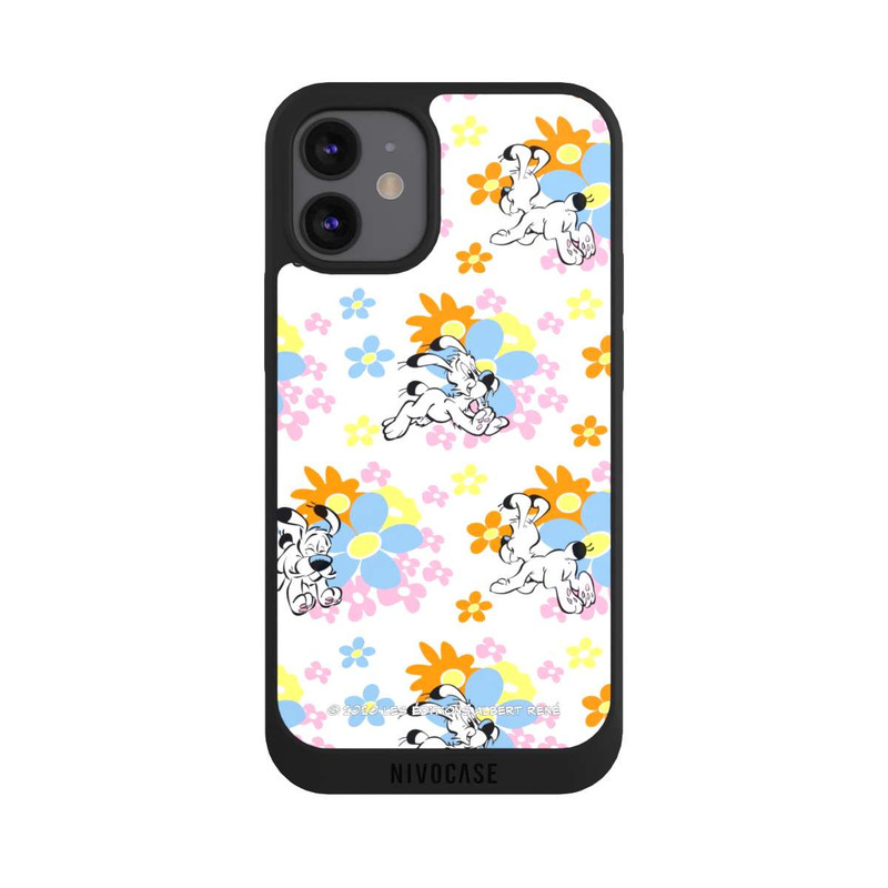 iPhone 12 mini NIVOpure Idéfix sur fleurs colorées