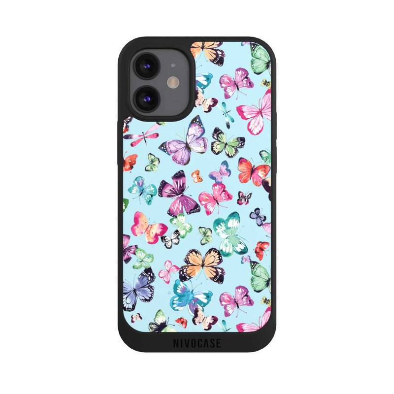 iPhone 12 mini NIVOpure Papillons Rose Orange Bleu