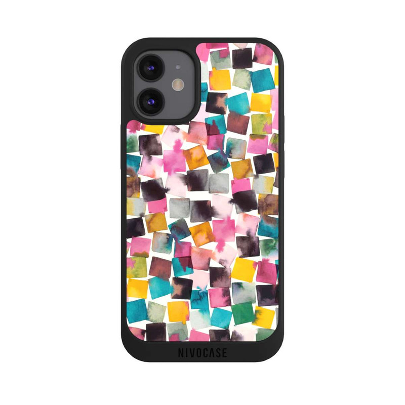 iPhone 12 mini NIVOpure Plaids Géométriques Aquarelle Rose
