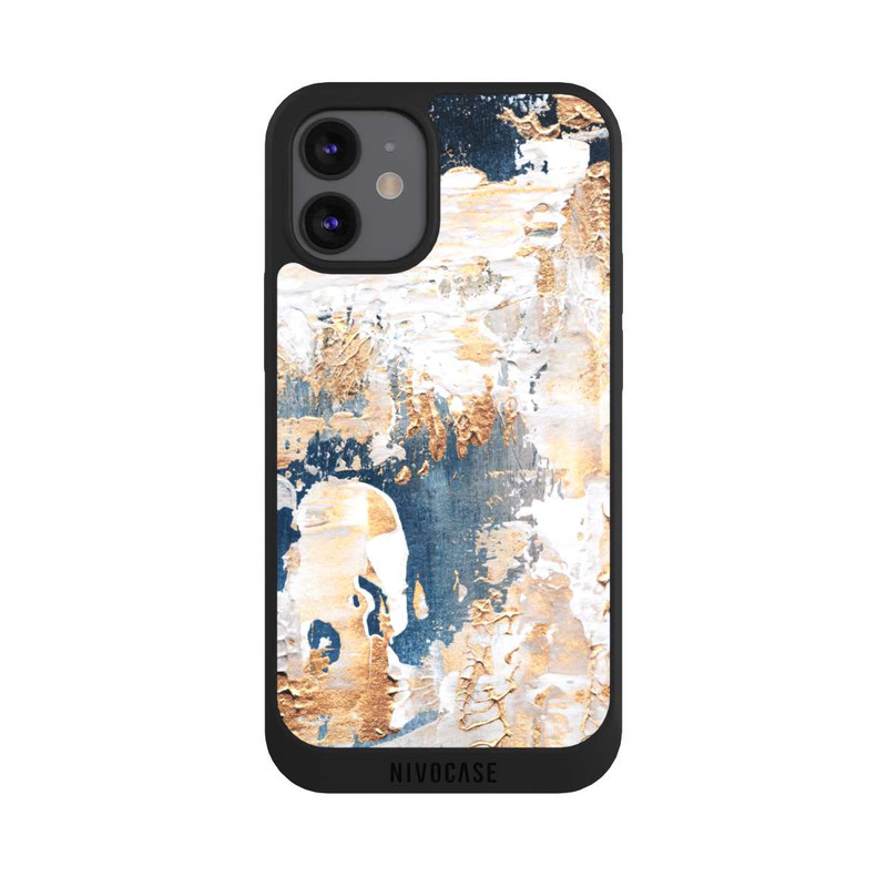 iPhone 12 mini NIVOpure Abstraktion Blau und Gold