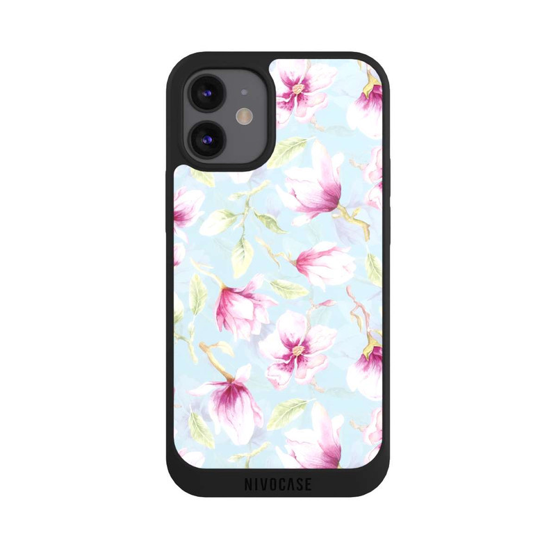 iPhone 12 mini NIVOpure Magnolien auf Blau