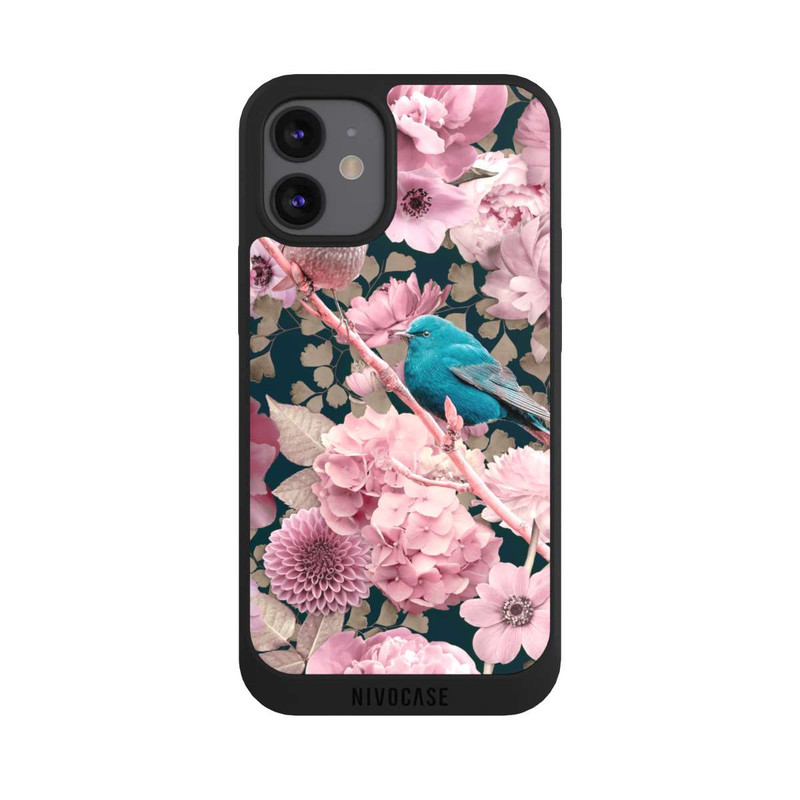 iPhone 12 mini NIVOpure Spatzen im rosa Blumenmuster
