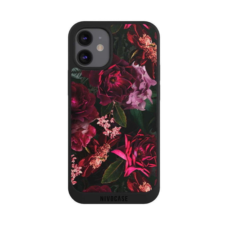 iPhone 12 mini NIVOpure Dark Romantiv Red and Pink Peonies Flowers