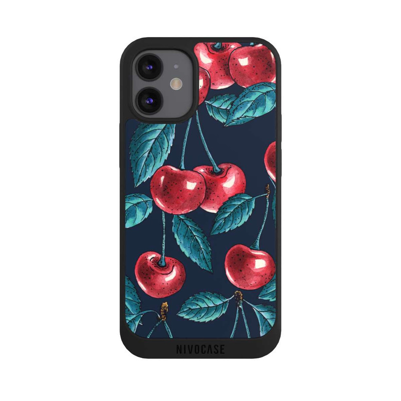 iPhone 12 mini NIVOpure Cerises Motif foncé