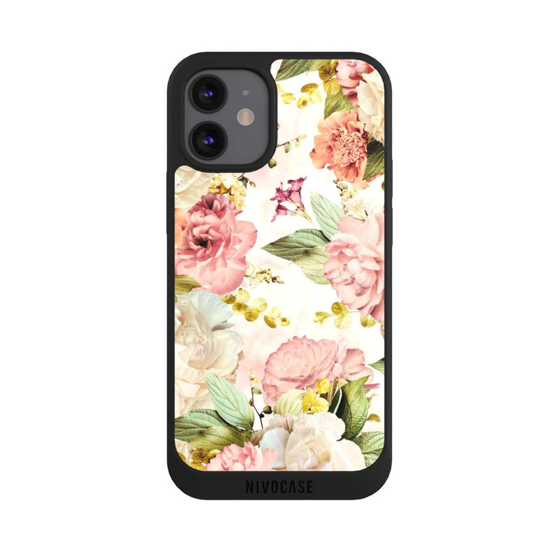 iPhone 12 mini NIVOpure Cadre fleur pivoines beige
