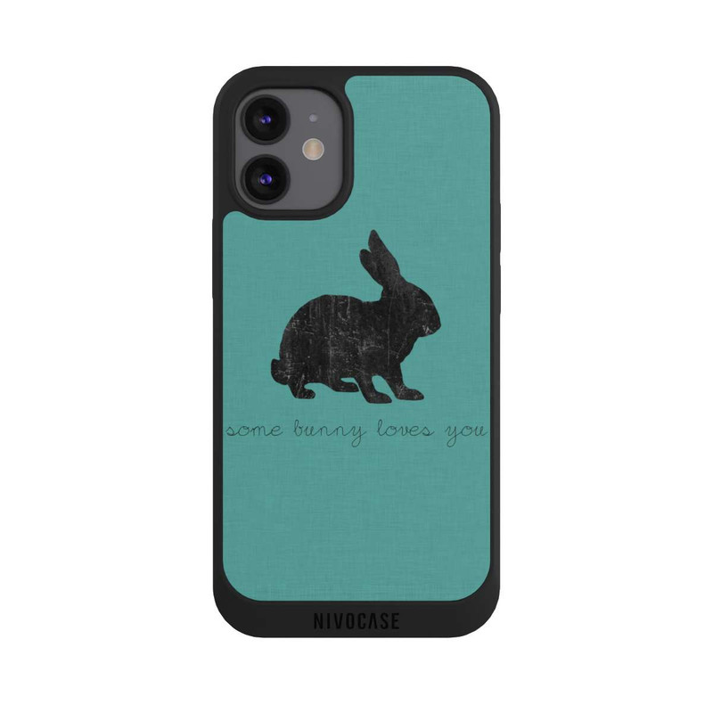 iPhone 12 mini NIVOpure Some Bunny Loves You - Black on Turquoise