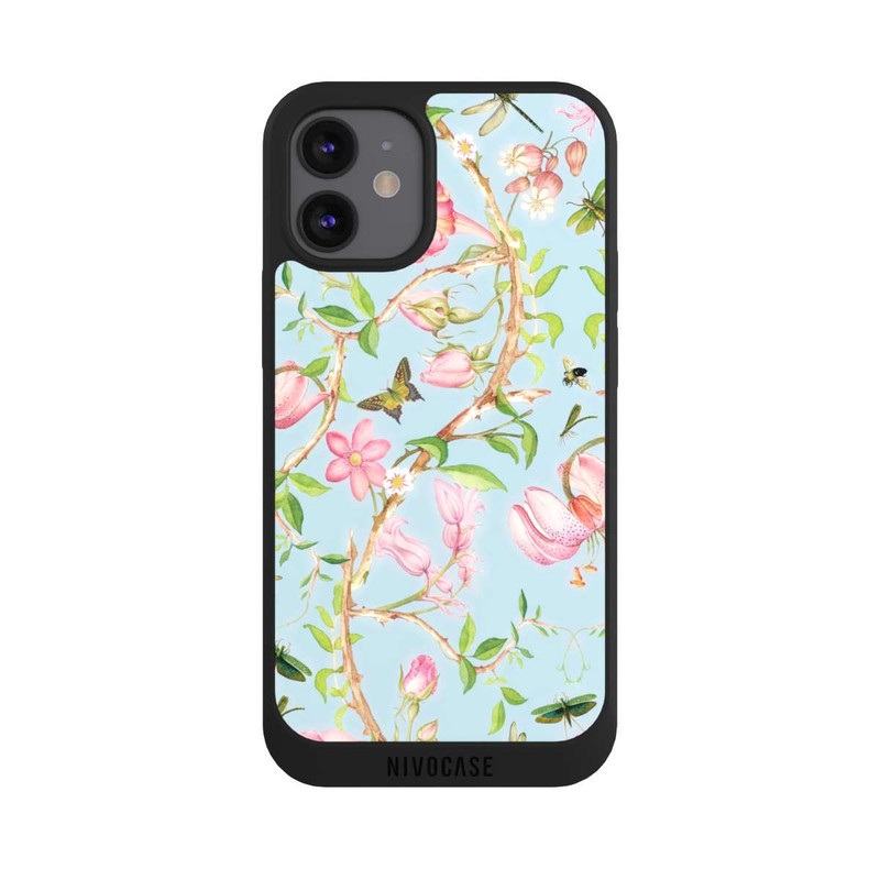 iPhone 12 mini NIVOpure Fleurs Botaniques Vintage Bleu