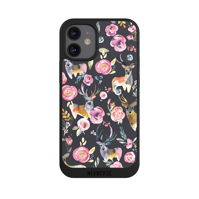 iPhone 12 mini NIVOpure Cerfs et fleurs Anthracite