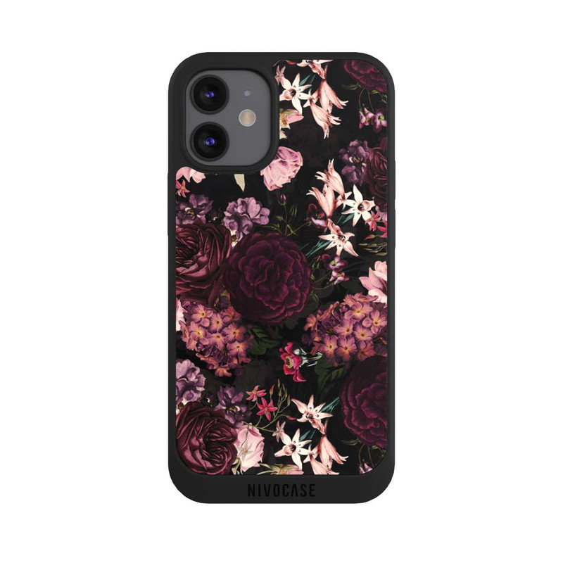 iPhone 12 mini NIVOpure Blumentapete dunkelviolett