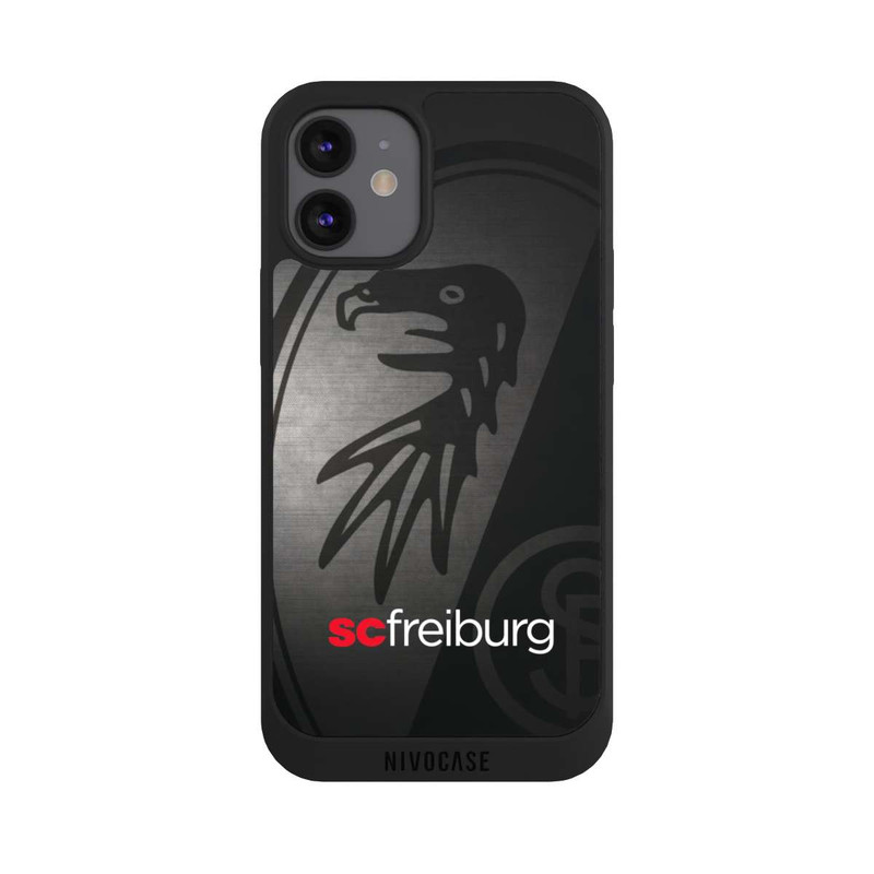 iPhone 12 mini NIVOpure Dot Metall Hintergrund mit dem Schriftzug SC Freiburg