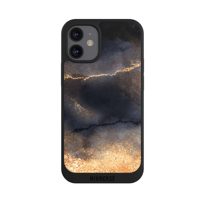 iPhone 12 mini NIVOpure Look Marbre Noir & Poussière d'Or
