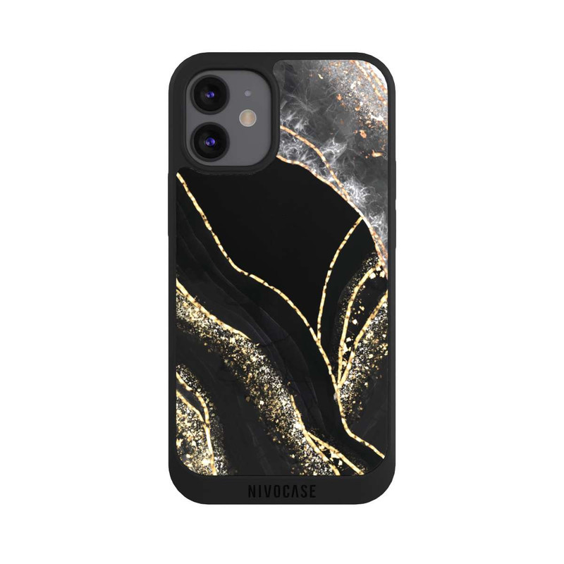 iPhone 12 mini NIVOpure Dunkler Marmor Gold