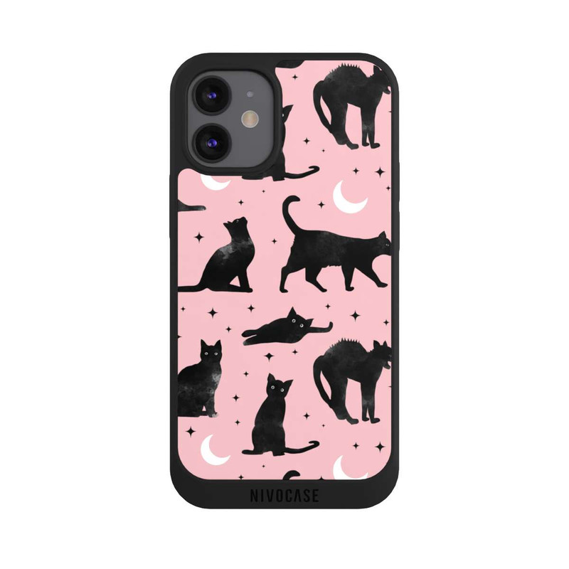 iPhone 12 mini NIVOpure Lune & Chats Fond Rose