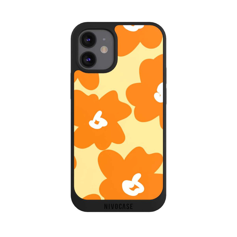 iPhone 12 mini NIVOpure Fleurs Rétro Jaune & Orange