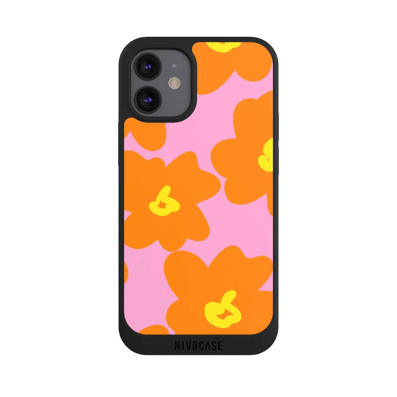 iPhone 12 mini NIVOpure Fleurs Rétro Rose & Orange