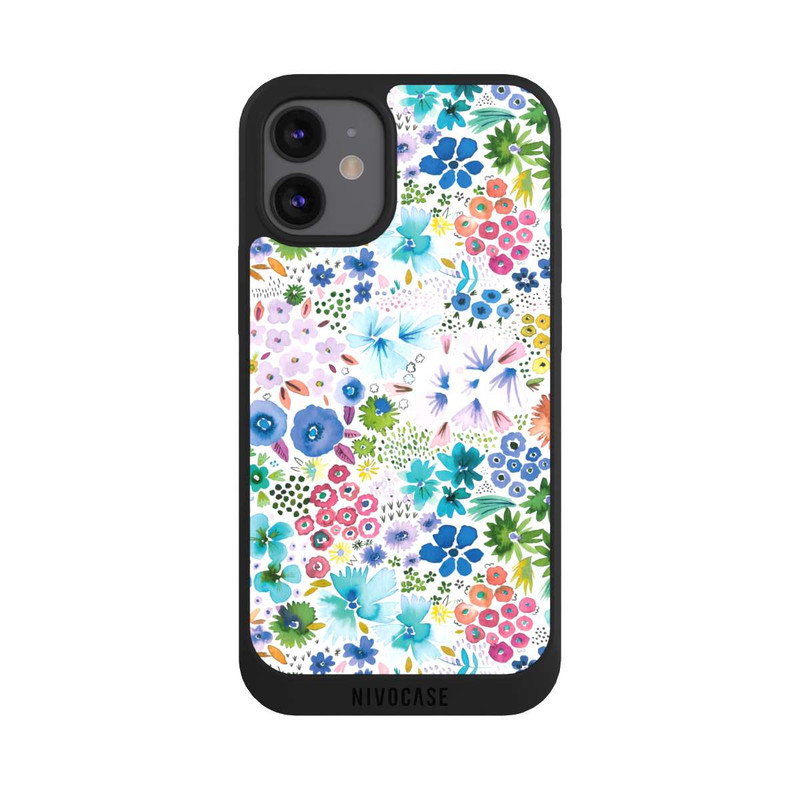 iPhone 12 mini NIVOpure Kunstvolle kleine Frühlingsblumen blau