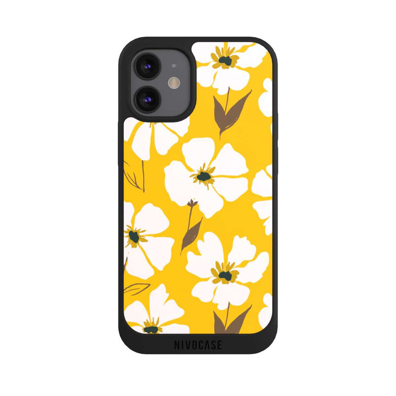 iPhone 12 mini NIVOpure Blumenwiese auf Gelb Ocker