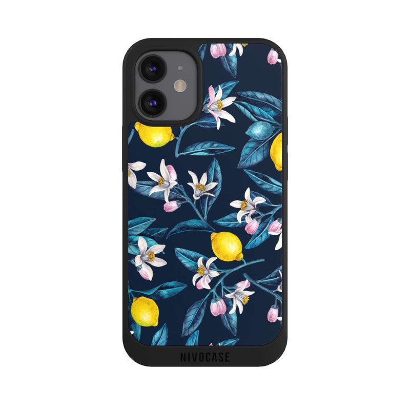 iPhone 12 mini NIVOpure Zitronen und Blüten dunkel