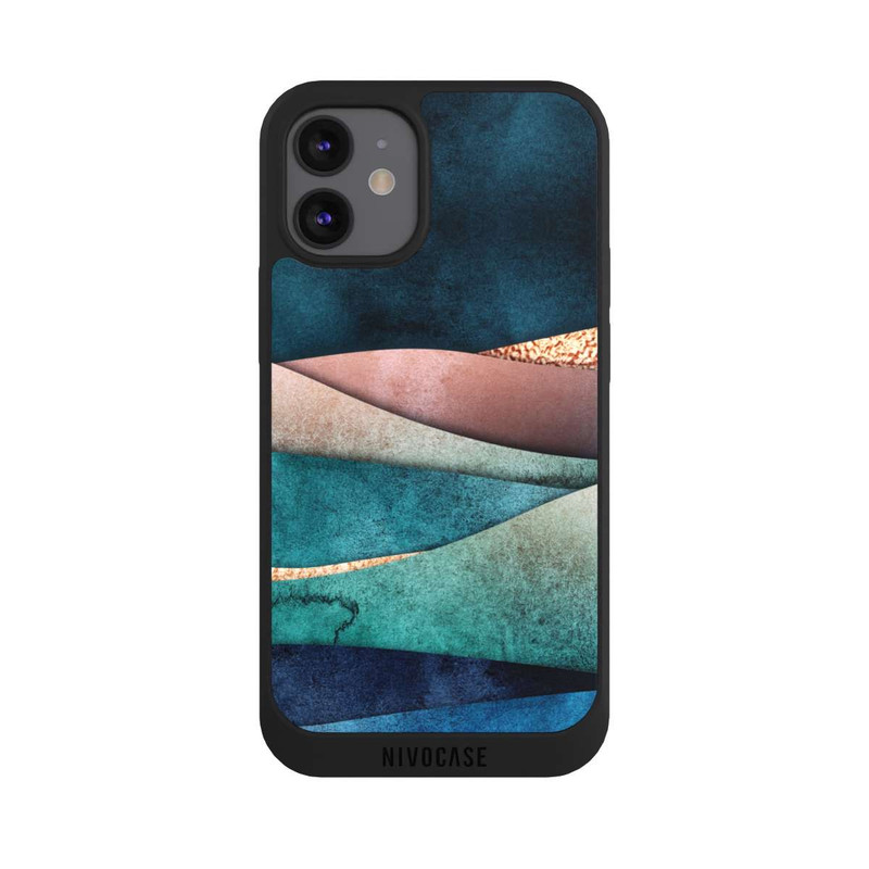 iPhone 12 mini NIVOpure Blau-Goldene Wellen