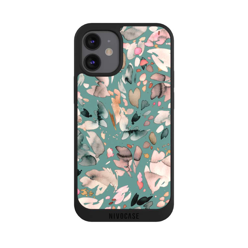 iPhone 12 mini NIVOpure Fleurs abstraites, pétales vert