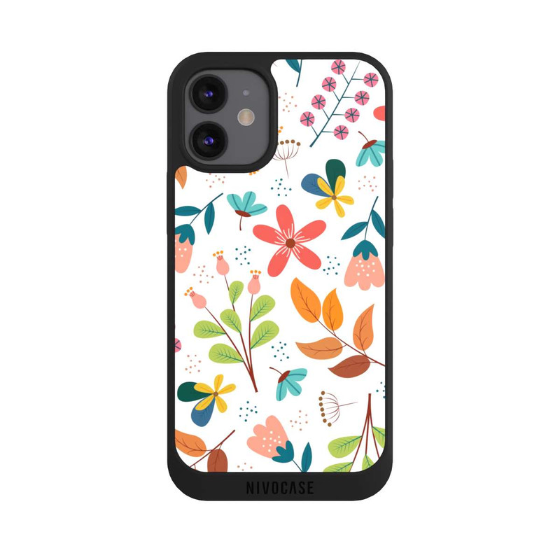 iPhone 12 mini NIVOpure Blüten und Blätter weiß